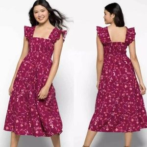 Hill House Floral Dark Red Ellie Nap Dress in Small